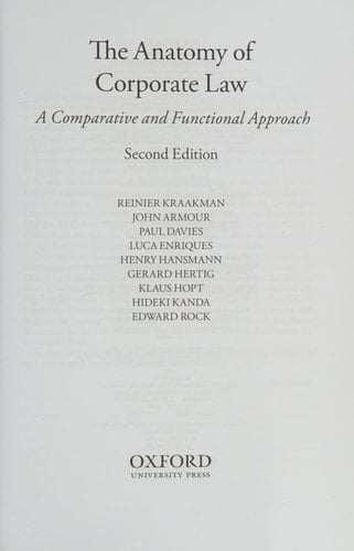 The Anatomy of Corporate Law: A Comparative and Functional Approach, Second Edition
