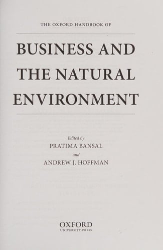 The Oxford Handbook of Business and the Natural Environment (Oxford Handbooks)