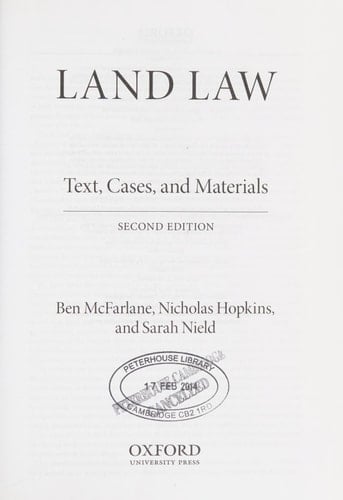 Land Law: Text, Cases, and Materials