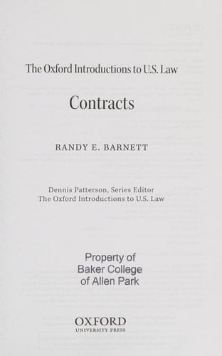 The Oxford Introductions to U.S. Law: Contracts