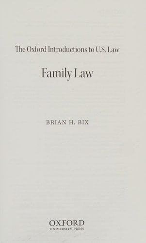 The Oxford Introductions to U.S. Law: Family Law (Oxford Introductions to U.S. Law)