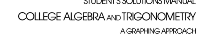 Students Solutions Manual to Algebra and Trigonometry