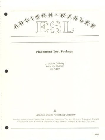 Addison-Wesley ESL Placement Test Package (Reproducible Blackline Masters)