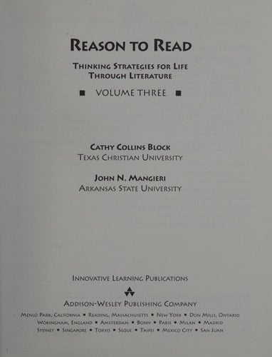 Reasons to Read: Thinking Strategies for Life Through Literature (Volume One)