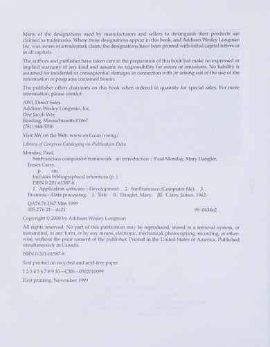 SanFrancisco(TM) Component Framework: An Introduction