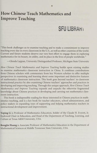 How Chinese teach mathematics and improve teaching