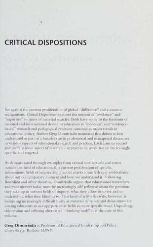 Critical dispositions: evidence and expertise in education