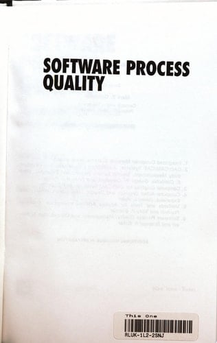 Software Process Quality: Management and Control