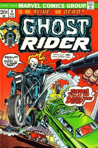 Ghost Rider: Is He Alive Or Dead?: Death Stalks The Demolition Derby!: Smash Up! But It Missed Me! I'm Home Free! That's What You Think, Rider! (204 F02900, Vol. 1, No. 4, February 1974)