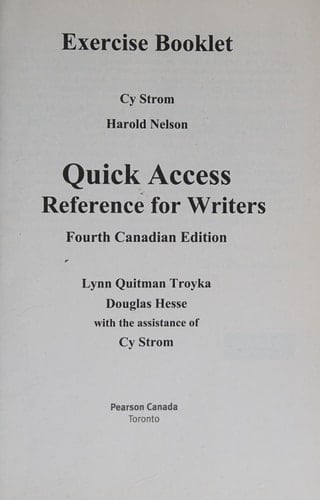 Exercise Booklet for Quick Access: Reference for Writers, Fourth Canadian Edition