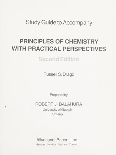 Principles of Chemistry with Practical Perspectives: Study Gde