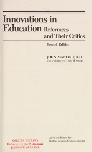 Innovations in Education: Reformers and their Critics