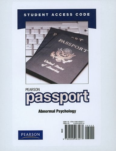 Abnormal Psychology: Pearson Passport Student Access Code Card