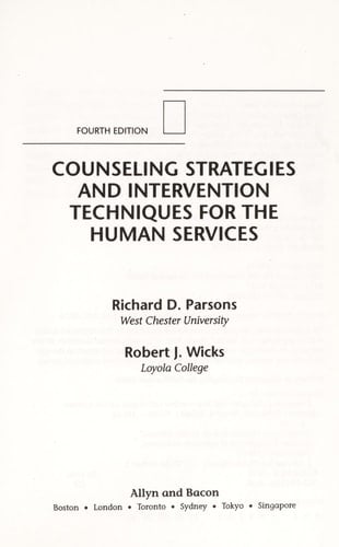 Counseling Strategies and Intervention Techniques for the Human Services