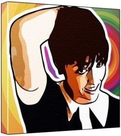 Ariane Moffatt - Pop Art Print (Comic Effect; Rainbow Circle Background) 50 x 50 x 2 cm Large Square Deep Box Canvas