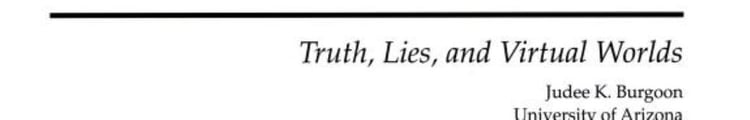 Truth, Lies, and Virtual Worlds