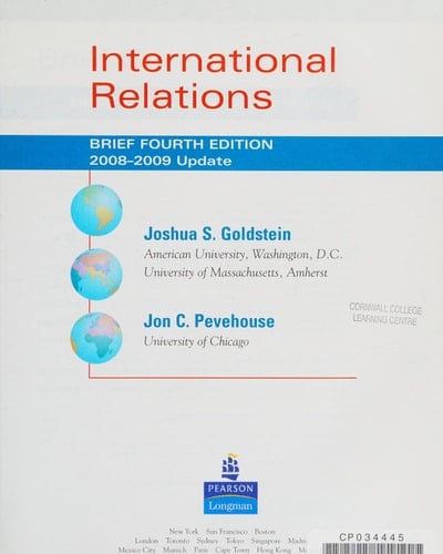 International Relations, Brief (4th, 09) by Goldstein, Joshua S - Pevehouse, Jon C [Paperback (2008)]