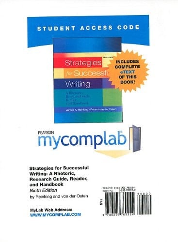 MyCompLab with Pearson eText -- Standalone Access Card -- for Strategies for Successful Writing (9th Edition)