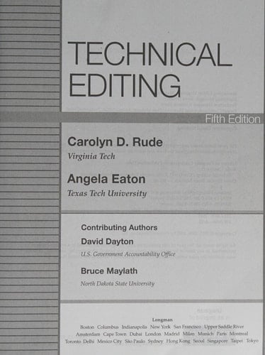 Technical Editing (The Allyn & Bacon Seriesin Technical Communication)