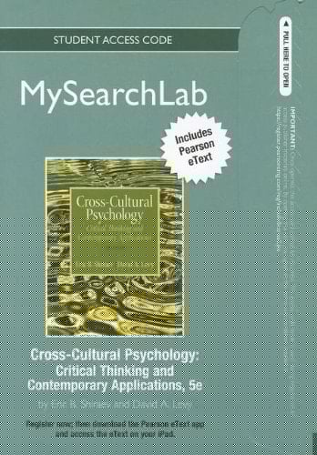 MySearchLab with Pearson eText -- Standalone Access Card -- for Cross-Cultural Psychology: Critical Thinking and Contemporary Applications (5th Edition)