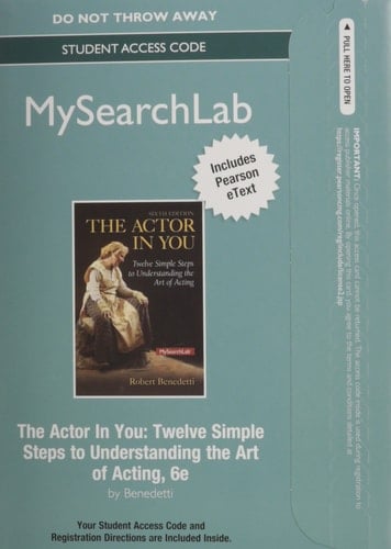 MyLab Search with Pearson eText -- Standalone Access Card -- for The Actor In You: Twelve Simple Steps to Understanding the Art of Acting (6th Edition)