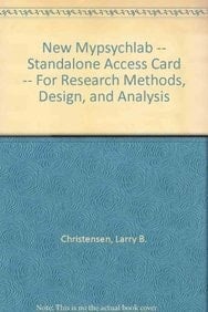 Research Methods, Design, and Analysis New Mypsychlab Standalone Access Card