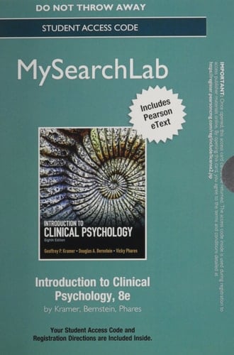 Introduction to Clinical Psychology Mysearchlab With Pearson Etext Standalone Access Card