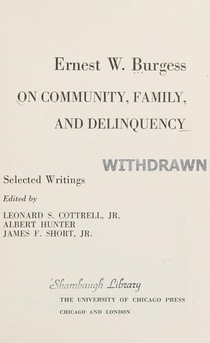 Community, Family and Delinquency (Heritage of Society)