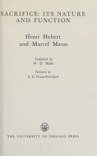 Sacrifice: Its Nature and Function