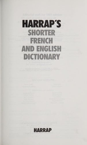Harrap's Shorter Dictionnaire Anglais-français/français-anglais