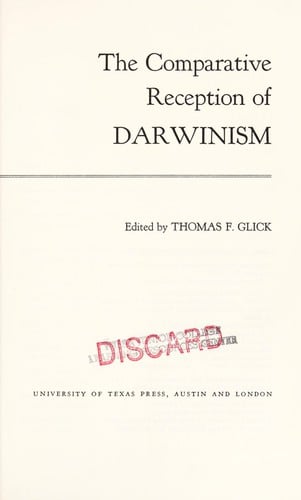Comparative Reception of Darwinism (The Dan Danciger publication series)