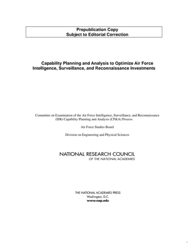Capability Planning and Analysis to Optimize Air Force Intelligence, Surveillance, and Reconnaissance Investments