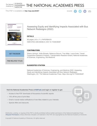 Assessing Equity and Identifying Impacts Associated with Bus Network Redesigns