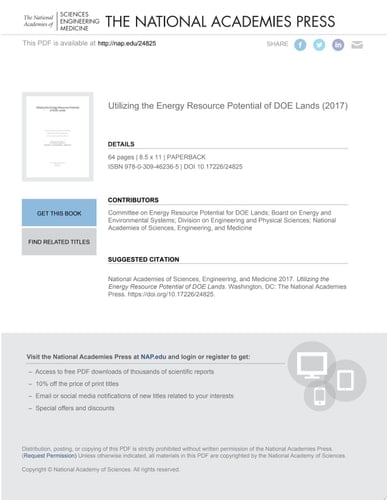 Utilizing the Energy Resource Potential of DOE Lands