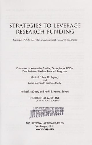 Strategies to Leverage Research Funding Guiding DOD's Peer Reviewed Medical Research Programs