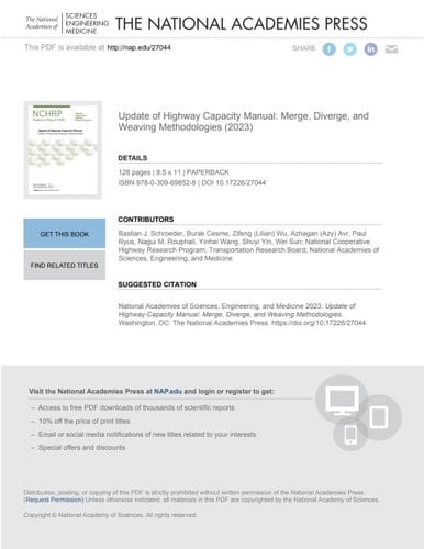 Update of Highway Capacity Manual: Merge, Diverge, and Weaving Methodologies