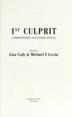 1st Culprit A Crime Writers' Association Annual