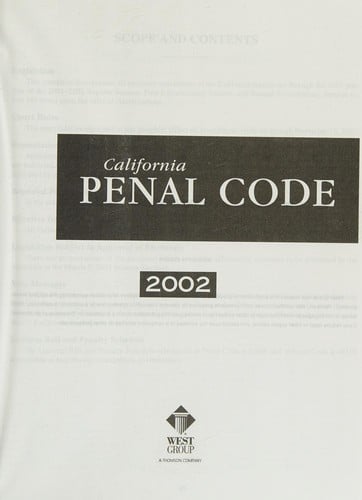 California Penal Code - 2002 Edition