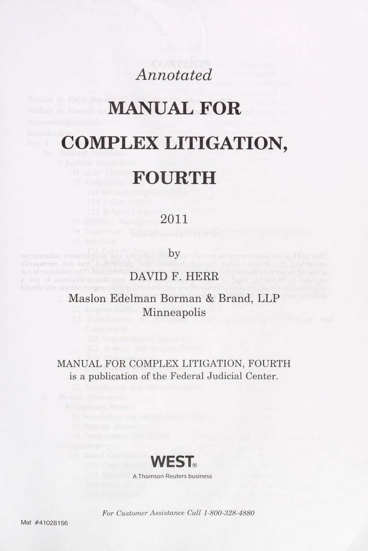 Annotated Manual for Complex Litigation 4th, 2011 ed.
