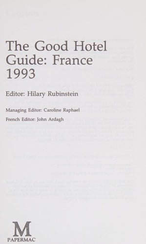 Good Hotel Guide France 1993