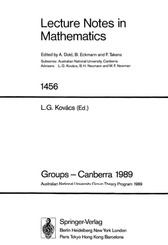 Groups--Canberra, 1989 Australian National University Group Theory Program 1989
