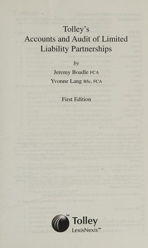 Tolley's Accounts and Audit of Limited Liability Partnerships