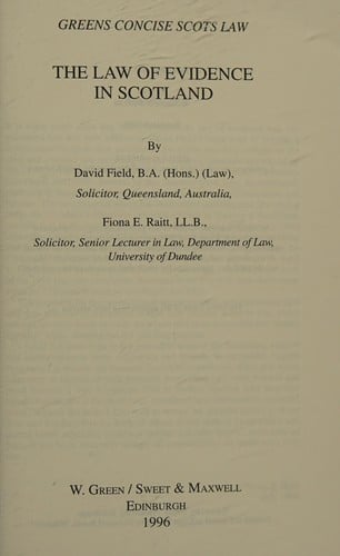 Evidence (Greens Concise Scots Law S.)