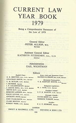 Current Law Citator. 1979 Cases 1977-79, Statutes 1972-79