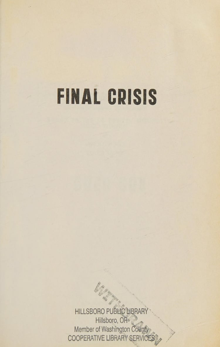 Final Crisis Based on the DC Comics Miniseries