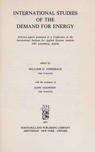 International Studies of the Demand for Energy (Contributions to Economic Analysis)