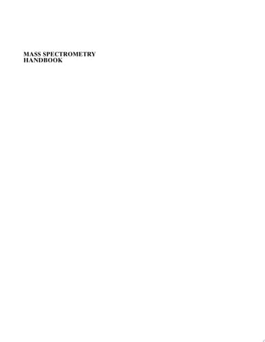 Mass Spectrometry Handbook