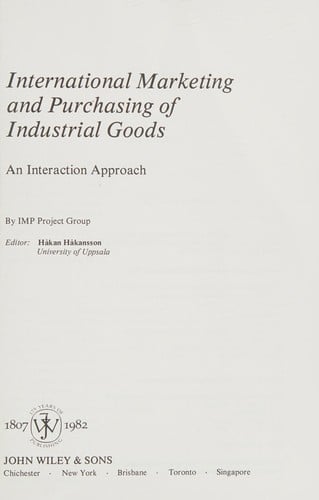 International Marketing and Purchasing: A European Study