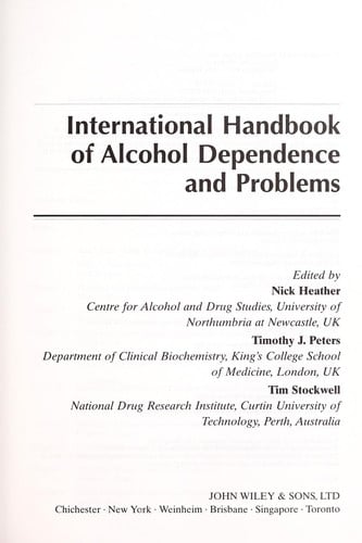 International handbook of alcohol dependence and problems
