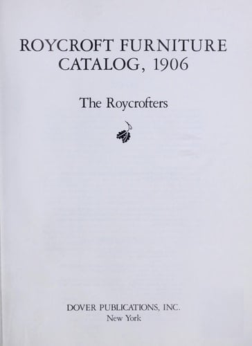 Roycroft Furniture Catalog, 1906